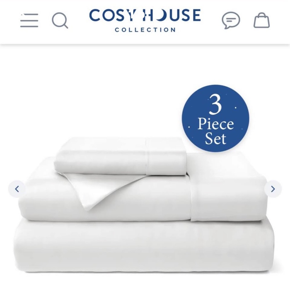 NWOT/Box 3 Piece 100% Bamboo Bed Sheets